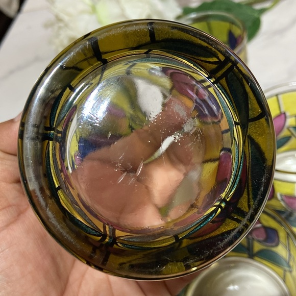 Vintage West Virginia Glass Tulip Design Stained Glass tumblers Cup Set of 6 - Picture 15 of 17